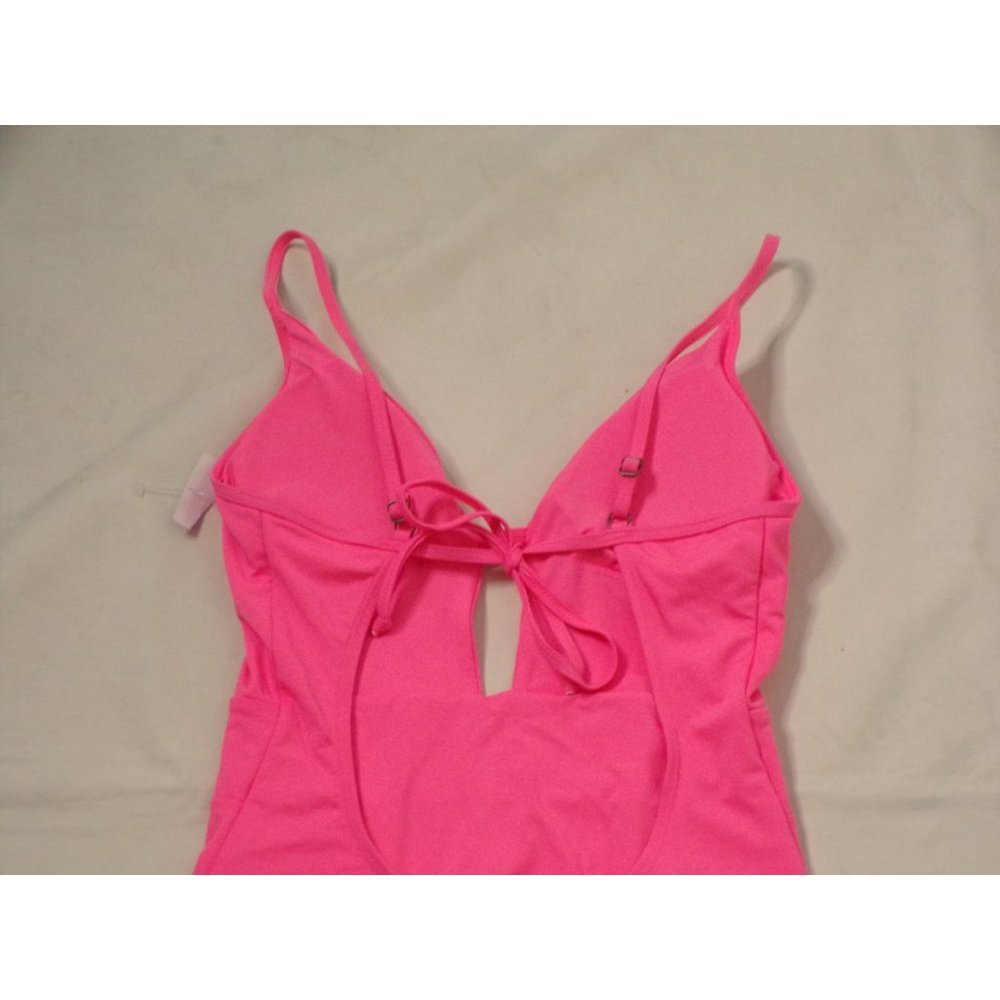 BECCA Color Code Plunge One-Piece Swimsuit Small (4-6) Coral Pink NEW - Picture 3 of 5